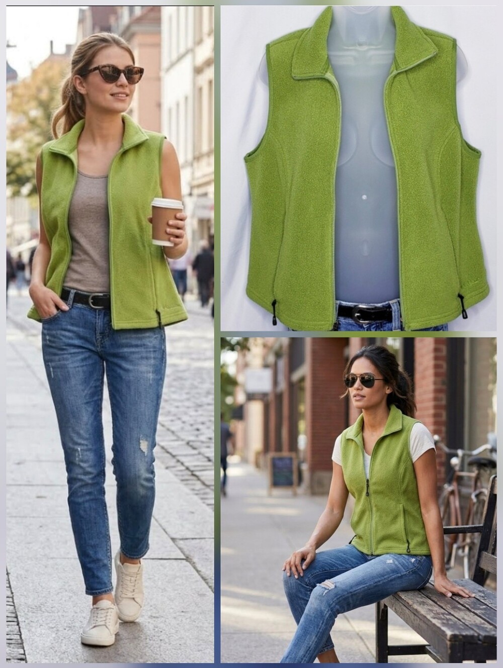 💙L.L. BEAN olive green Polartec vest 🤍Small